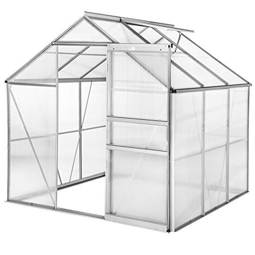 TecTake Invernadero de jardín policarbonato Transparente Aluminio casero Plantas Cultivos 5,85m³ -...