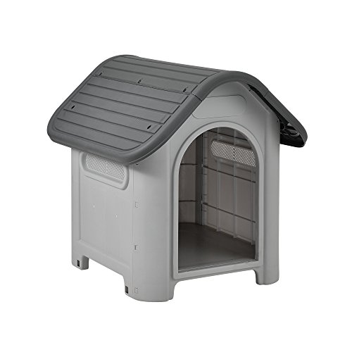 [en.casa] Caseta de plástico para Perros - gris / negro - PVC - 75 x 59 x 66 cm