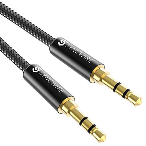 Syncwire Cable auxiliar trenzado de nailon de 3,5 mm (3,3 pies/ 1m, sonido de alta fidelidad) para...