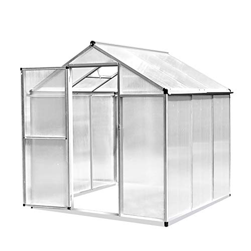 Outsunny Invernadero de Jardín Policarbonato Transparente Aluminio Caseta para Plantas y Cultivos...